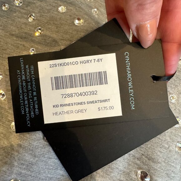 Cynthia Rowley Kid Rhinestone Jogger & Sweatshirt Set Heather Grey 7-8 - Picture 5 of 11